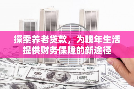 永修探索养老贷款，为晚年生活提供财务保障的新途径