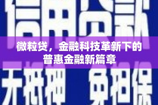 永修微粒贷，金融科技革新下的普惠金融新篇章