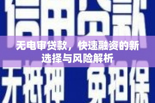 永修无电审贷款，快速融资的新选择与风险解析