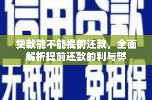 永修贷款能不能提前还款，全面解析提前还款的利与弊